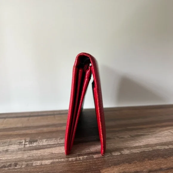 EUC Chanel Red Leather Bifold Wallet with CC Emblem - Picture 6 of 9